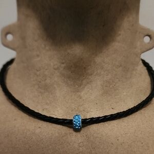 Elegant Black Necklace with Blue Accent